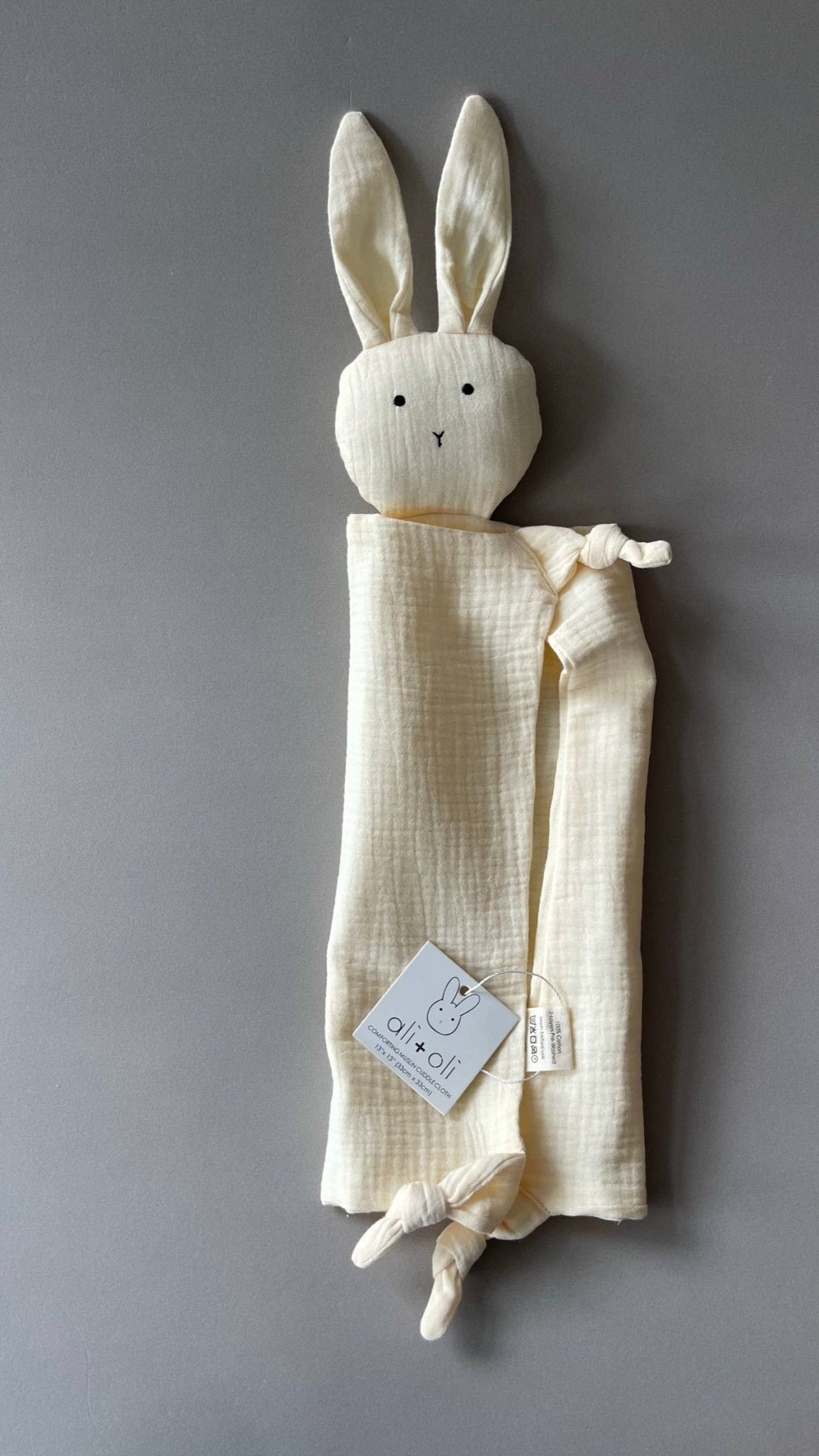 Cuddle Security Blanket Soft Muslin Cotton - Bunny (Natural) - Bria Blair Creative