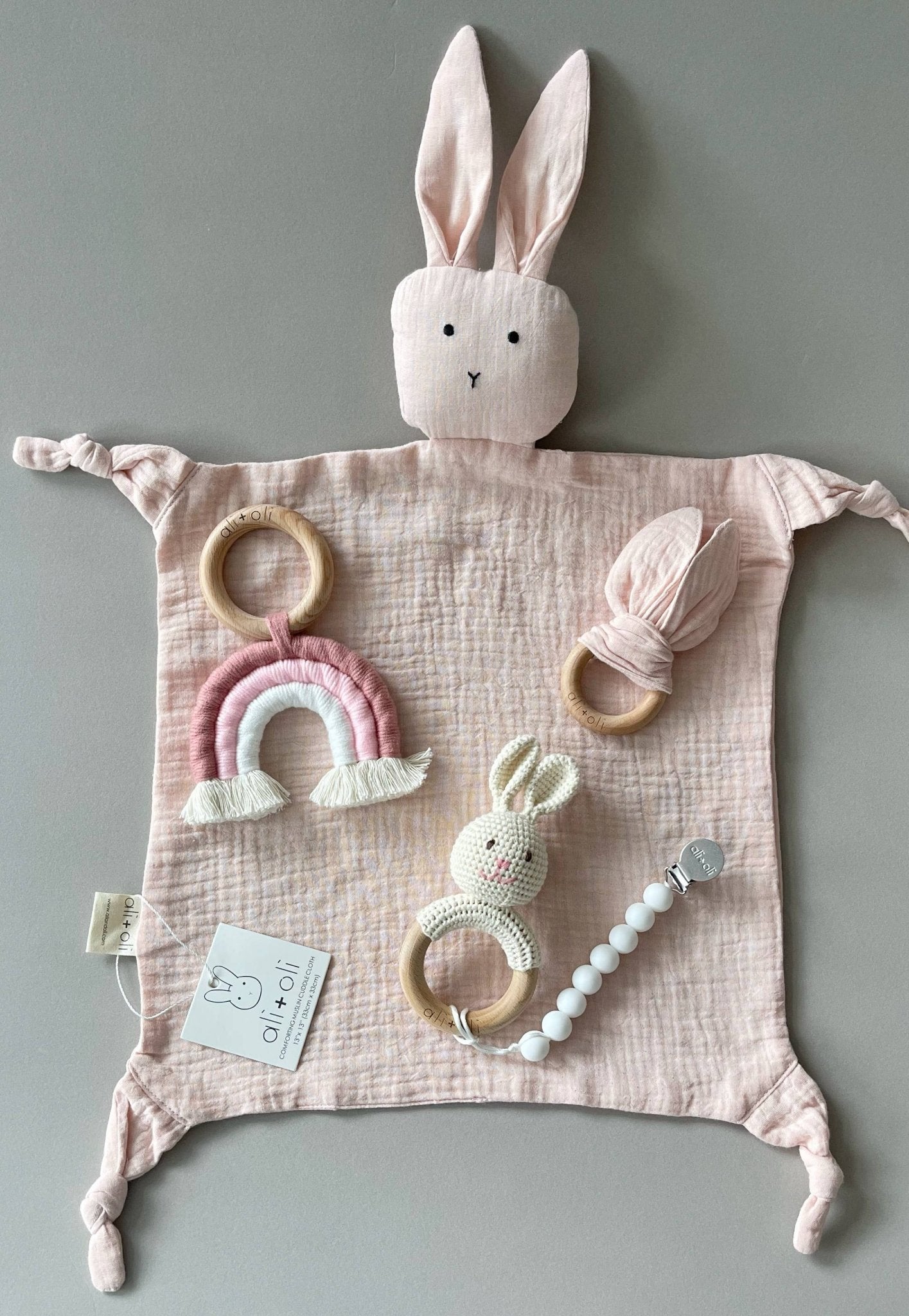 Cuddle Security Blanket Soft Muslin Cotton - Bunny (Pink) - Bria Blair Creative
