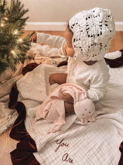 Cuddle Security Blanket Soft Muslin Cotton - Bunny (Pink) - Bria Blair Creative