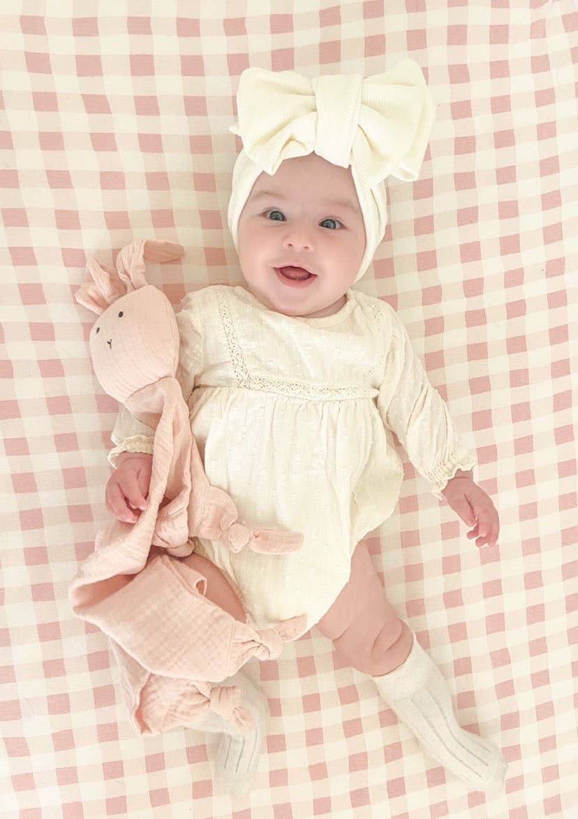 Cuddle Security Blanket Soft Muslin Cotton - Bunny (Pink) - Bria Blair Creative