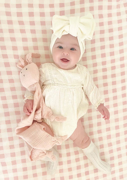 Cuddle Security Blanket Soft Muslin Cotton - Bunny (Pink) - Bria Blair Creative