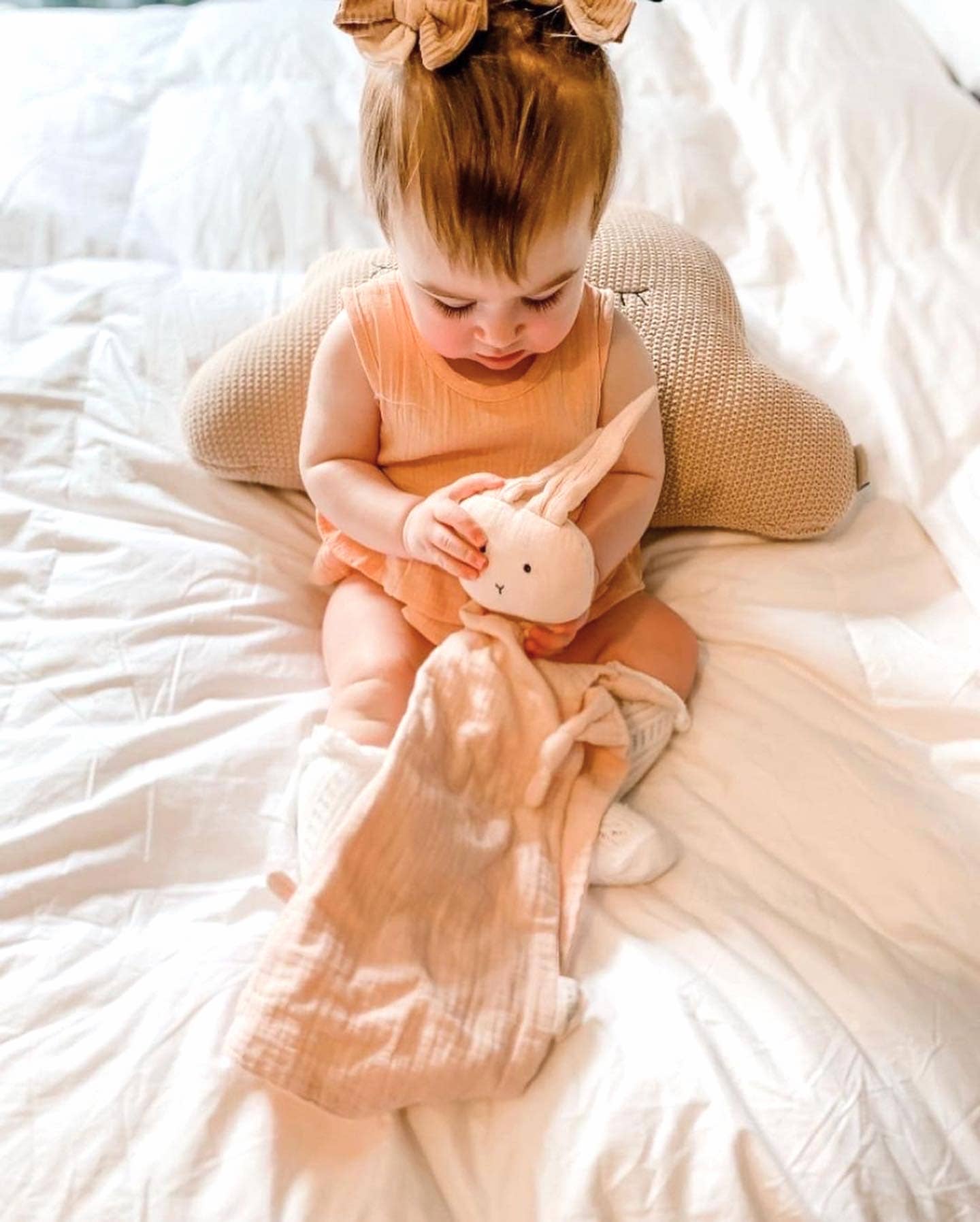 Cuddle Security Blanket Soft Muslin Cotton - Bunny (Pink) - Bria Blair Creative