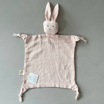 Cuddle Security Blanket Soft Muslin Cotton - Bunny (Pink) - Bria Blair Creative