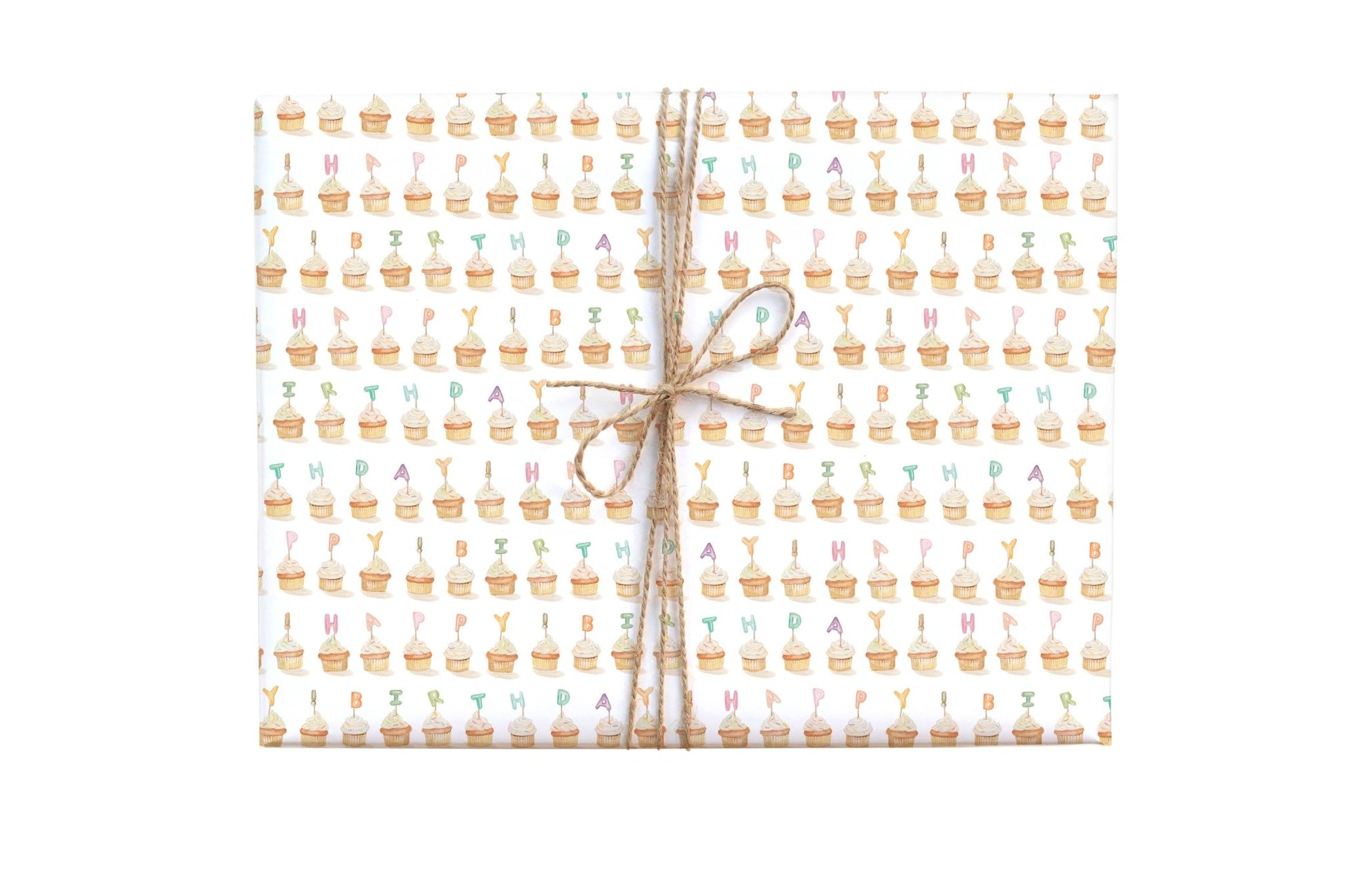 Cupcake Happy Birthday Gift Wrap Sheet - Bria Blair Creative
