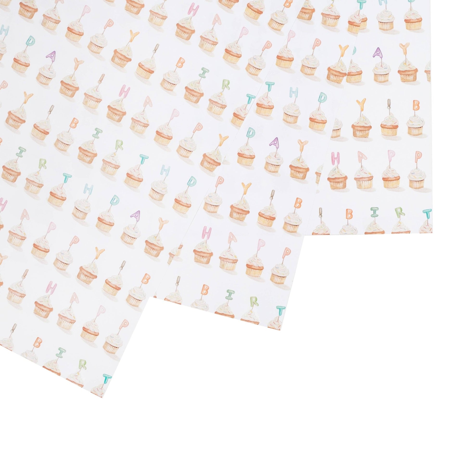 Cupcake Happy Birthday Gift Wrap Sheet - Bria Blair Creative