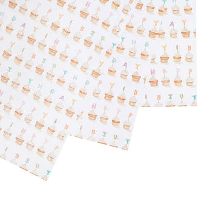 Cupcake Happy Birthday Gift Wrap Sheet - Bria Blair Creative
