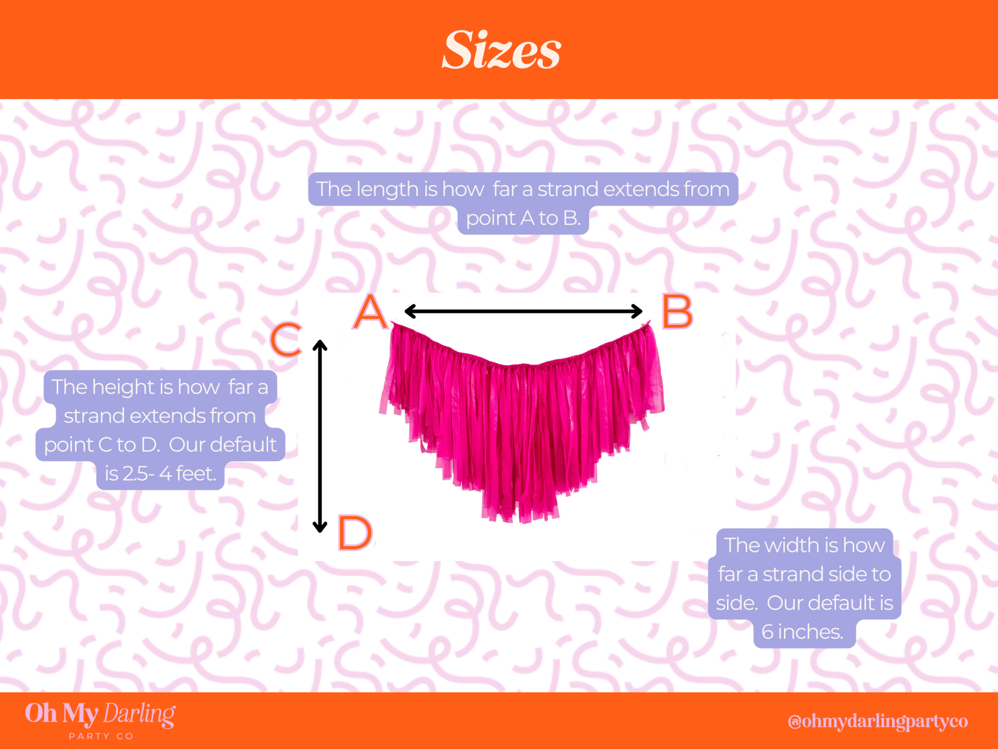 Custom Aerial Ceiling Fringe Strand: 8 Feet / Solid Plastic - Bria Blair Creative