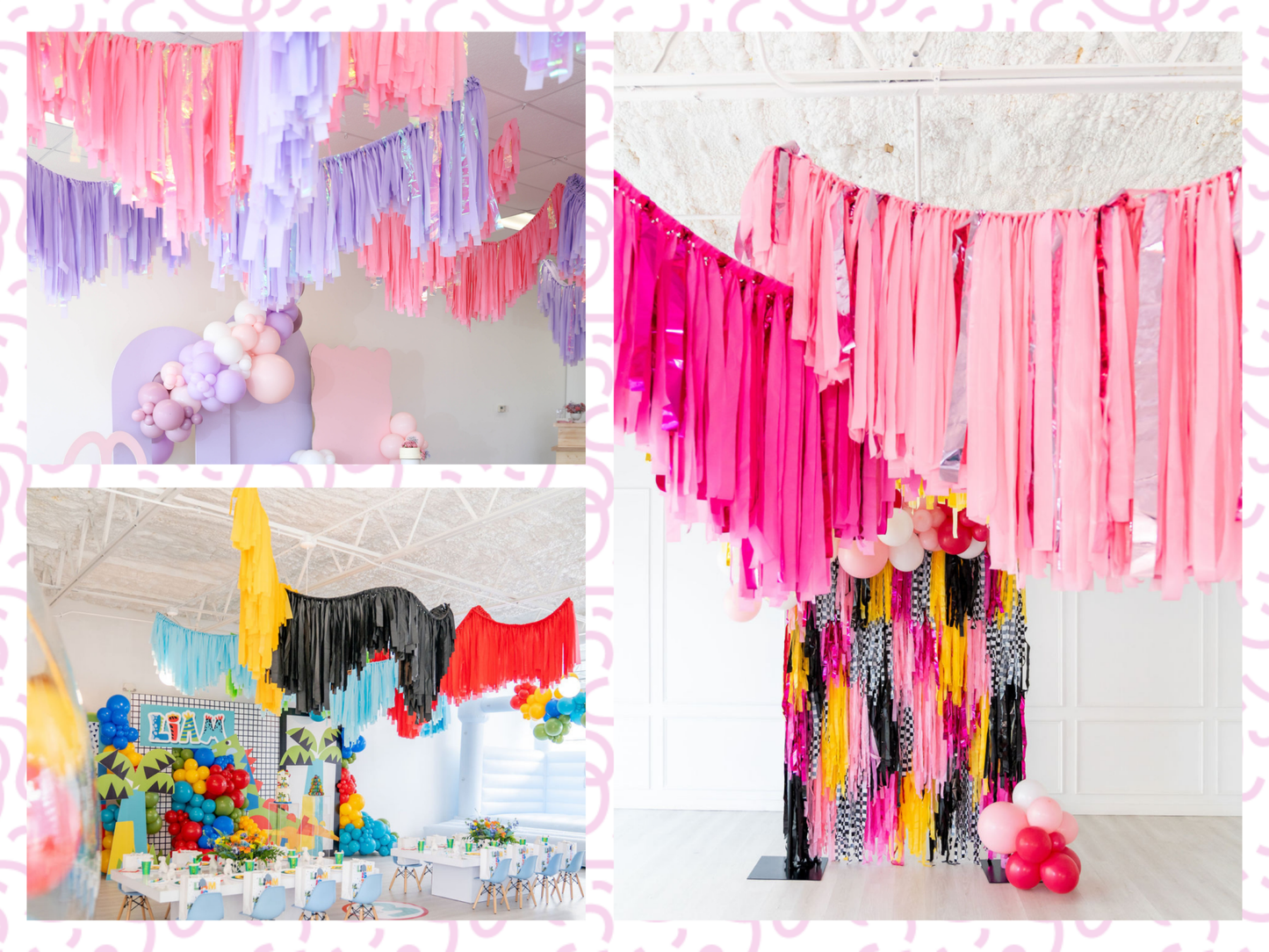 Custom Aerial Ceiling Fringe Strand: 8 Feet / Solid Plastic - Bria Blair Creative