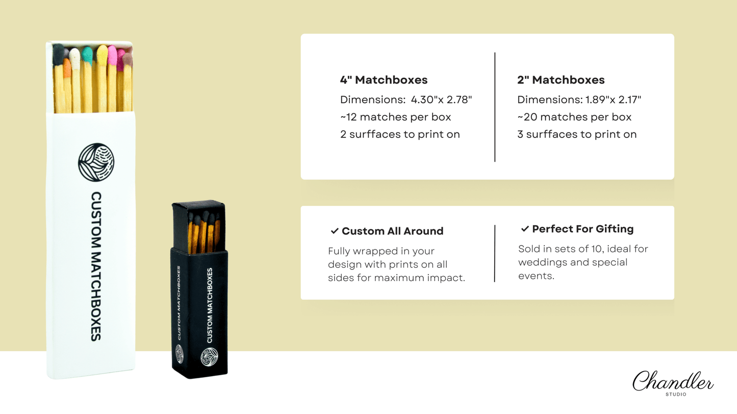 Custom Matchboxes - Personalized Matches - Gifts - Events: 2" White Box / White - Bria Blair Creative