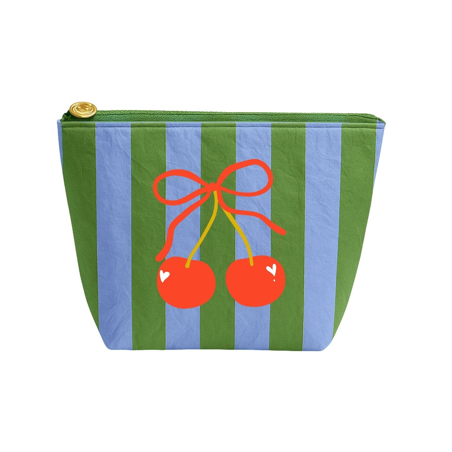 Cute Stripe Tyvek Pouch - Green/White Stripe - Bria Blair Creative