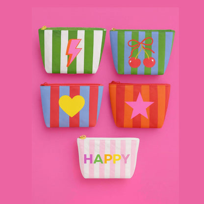 Cute Stripe Tyvek Pouch - Green/White Stripe - Bria Blair Creative