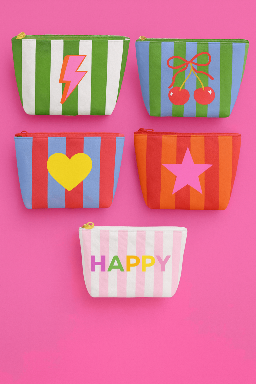 Cute Stripe Tyvek Pouch - Green/White Stripe - Bria Blair Creative