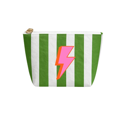 Cute Stripe Tyvek Pouch - Green/White Stripe - Bria Blair Creative