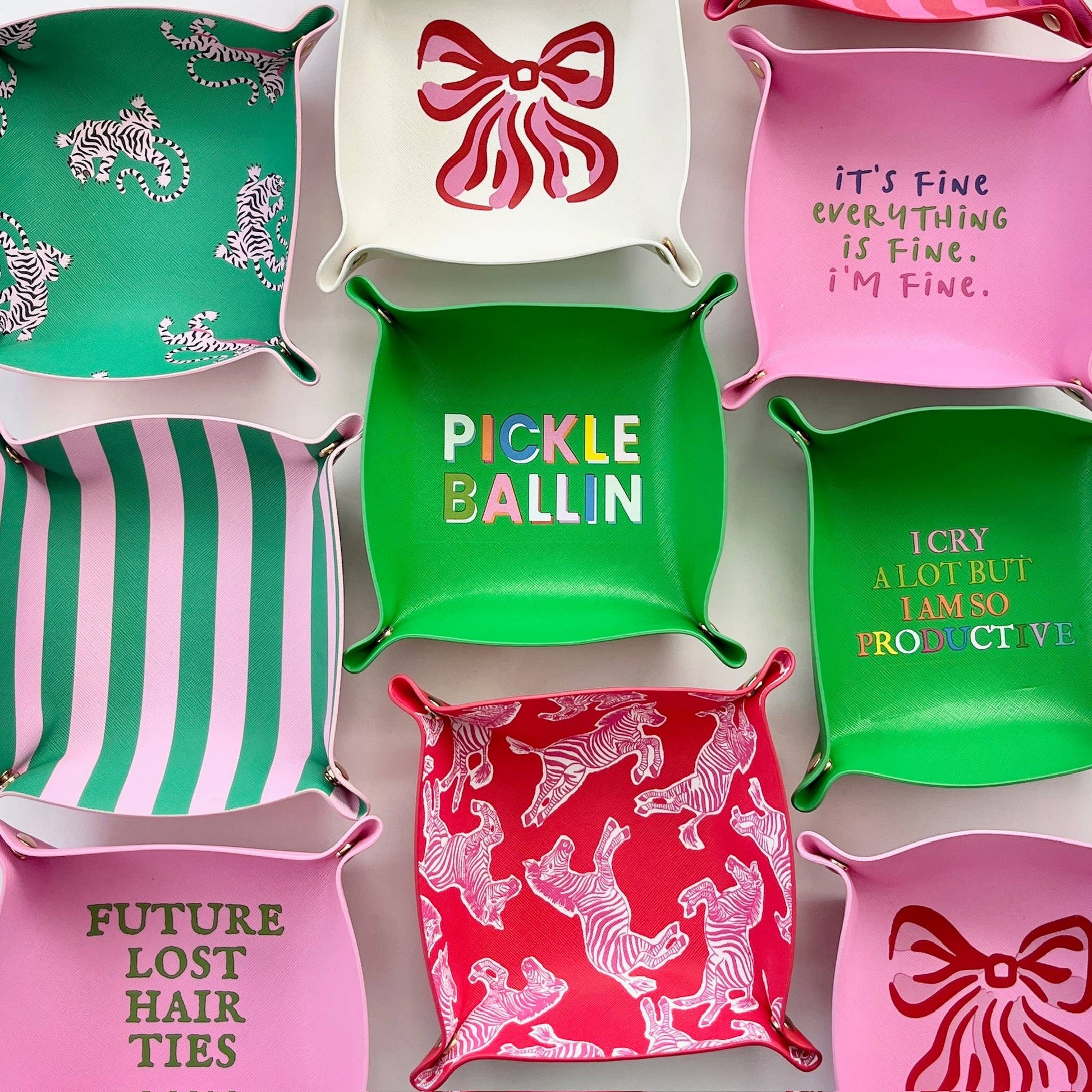 Cute trinket gift tray catchall | leather pink & red zebra - Bria Blair Creative