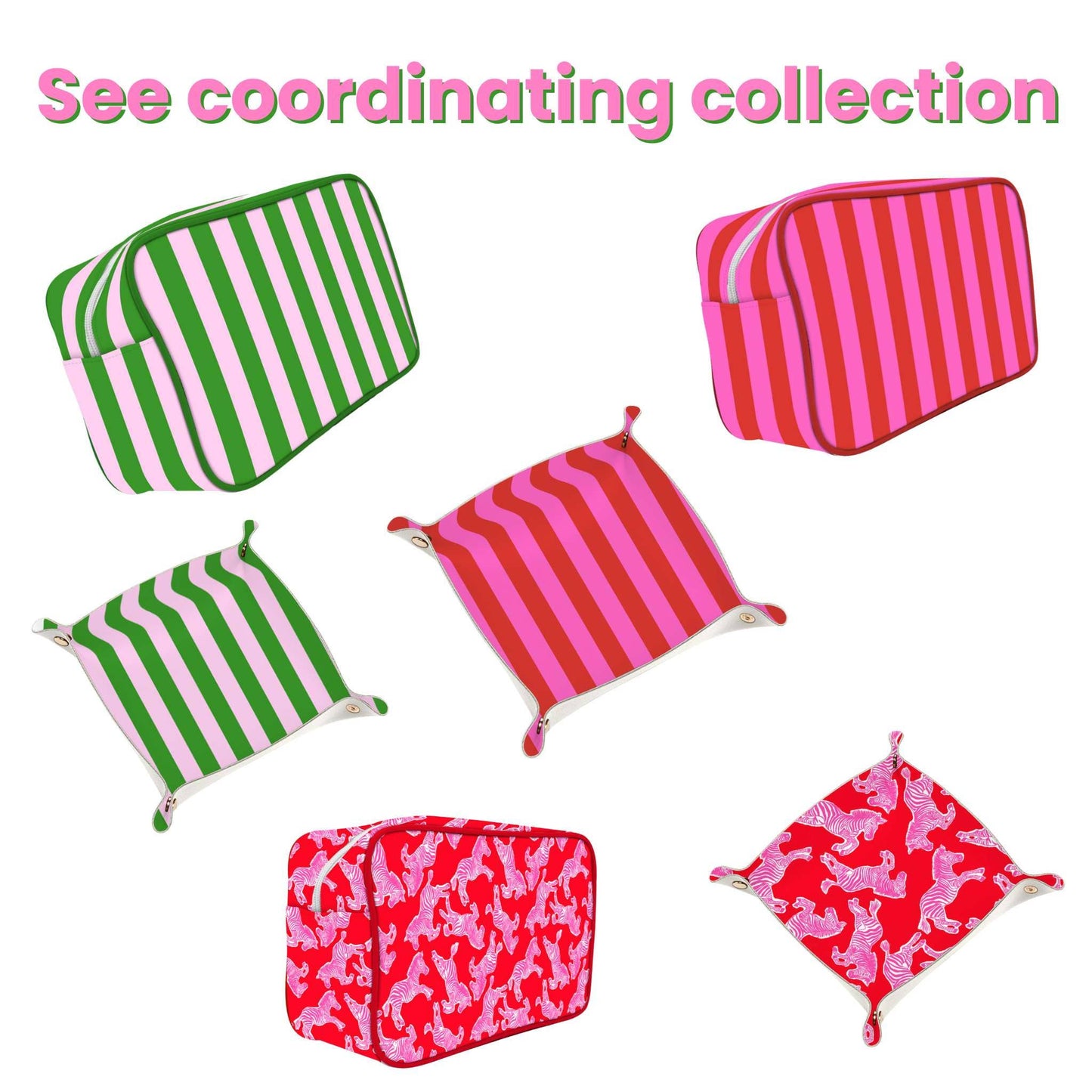 Cute trinket gift tray catchall | leather pink & red zebra - Bria Blair Creative