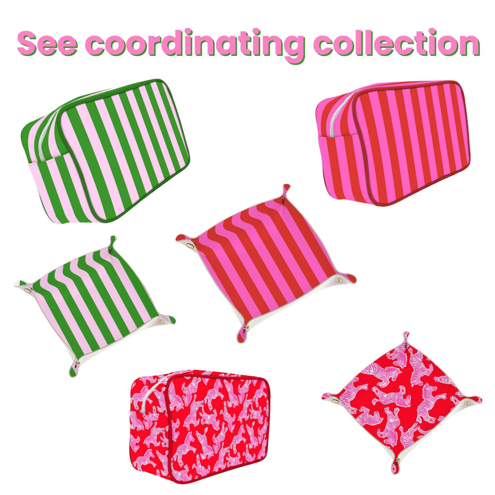 Cute trinket gift tray catchall | leather pink & red zebra - Bria Blair Creative