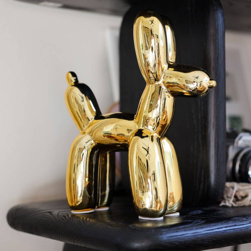 10.5" Metallic Gold Balloon Dog Sculpture
