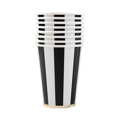 BLACK NOIR CABANA STRIPE CUPS