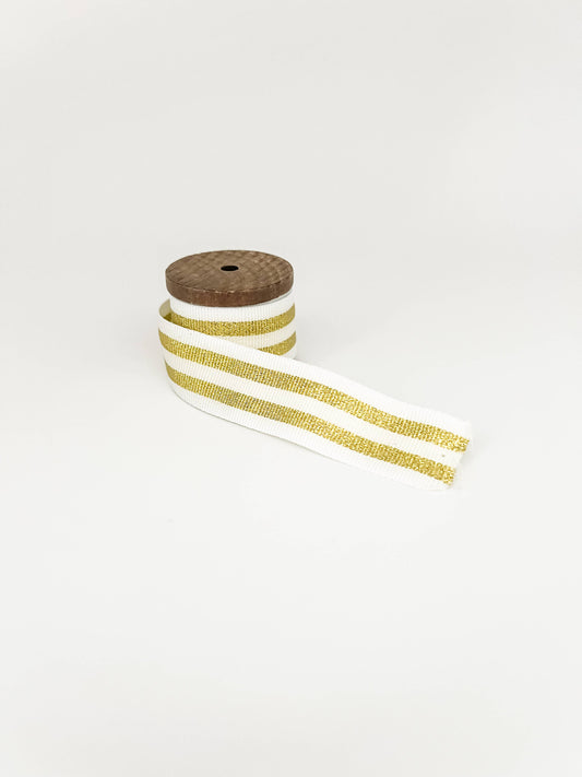 Metallic Gold Striped Grosgrain Ribbon