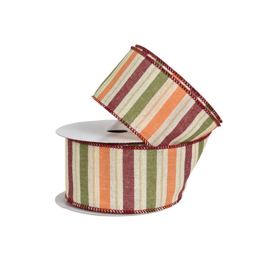 Harvest Stripe Linen Ribbon 2.5" x 10yd