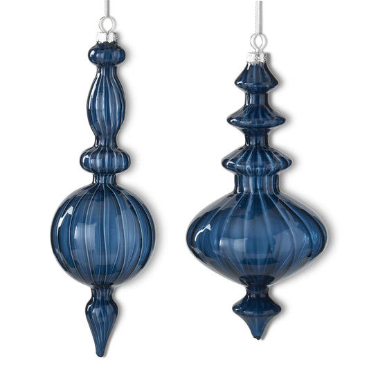 Dark Blue Finial Glass Ornaments - 2 Styles - Bria Blair Creative