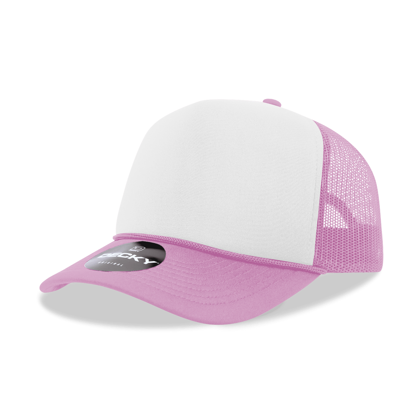 Decky 6025 - Mid Profile, 5 Panel Foam Trucker Hat - 6025: Pnk/Wht/Pnk - Bria Blair Creative
