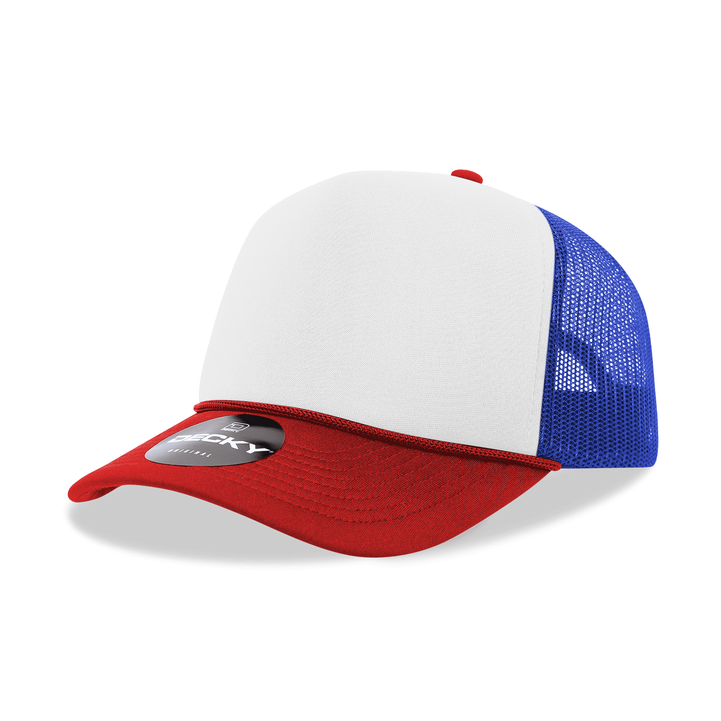 Decky 6025 - Mid Profile, 5 Panel Foam Trucker Hat - 6025: Red/Wht/Ryl - Bria Blair Creative
