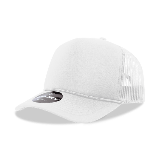 Decky 6025 - Mid Profile, 5 Panel Foam Trucker Hat - 6025: White - Bria Blair Creative