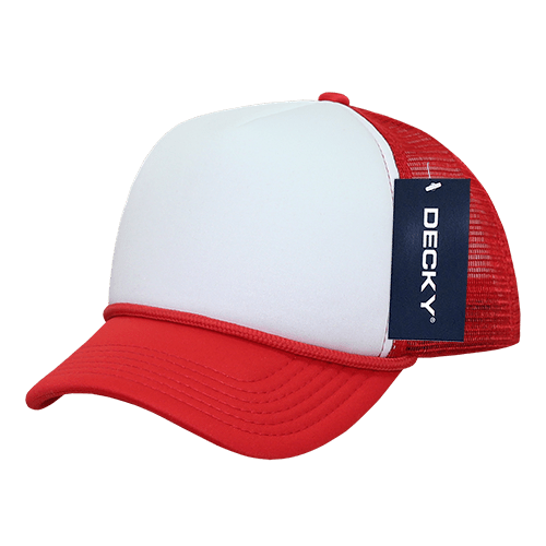 Decky 7010 - Kids, Youth Trucker Foam Hats, Mesh Back - 7010: Red/White - Bria Blair Creative