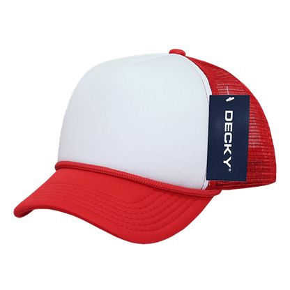 Decky 7010 - Kids, Youth Trucker Foam Hats, Mesh Back - 7010: Red/White - Bria Blair Creative