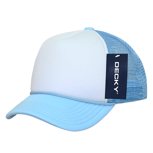 Decky 7010 - Kids, Youth Trucker Foam Hats, Mesh Back - 7010: Sky/White - Bria Blair Creative