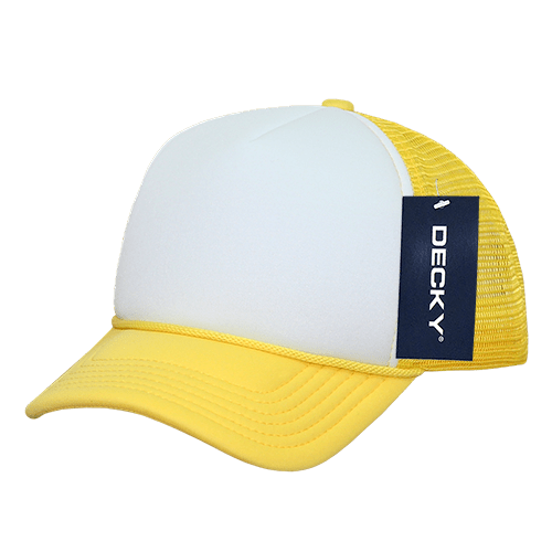 Decky 7010 - Kids, Youth Trucker Foam Hats, Mesh Back - 7010: Yellow/White - Bria Blair Creative