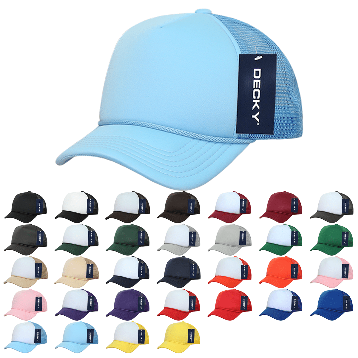 Decky 7010 - Kids, Youth Trucker Foam Hats, Mesh Back - 7010: Yellow/White - Bria Blair Creative