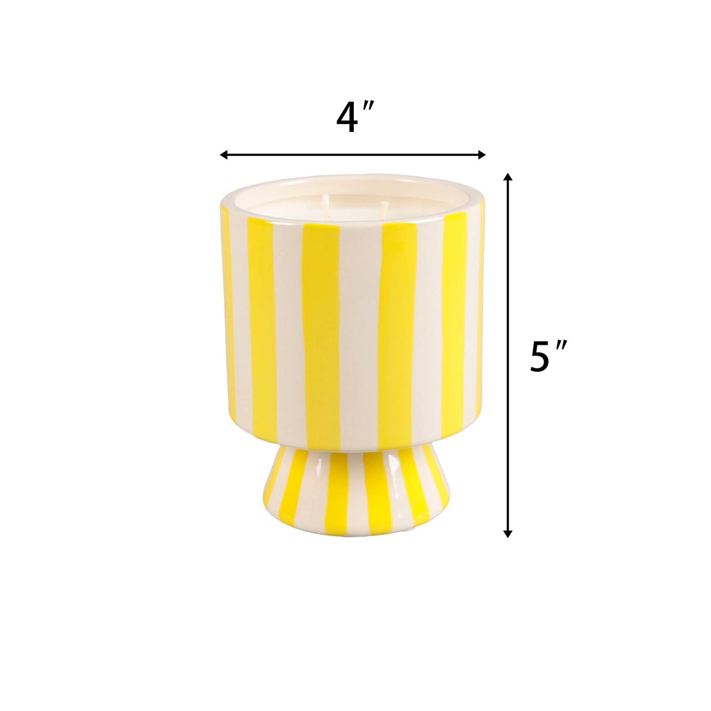 13 oz Yellow Striped Pedestal Candle – Day at the Beach