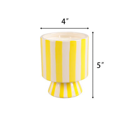 13 oz Yellow Striped Pedestal Candle – Day at the Beach