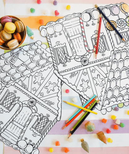 Die - Cut Gingerbread House Coloring Paper Placemats - Bria Blair Creative