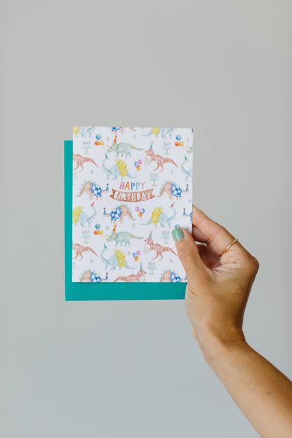 Dinosaur Birthday Greeting Card - Bria Blair Creative
