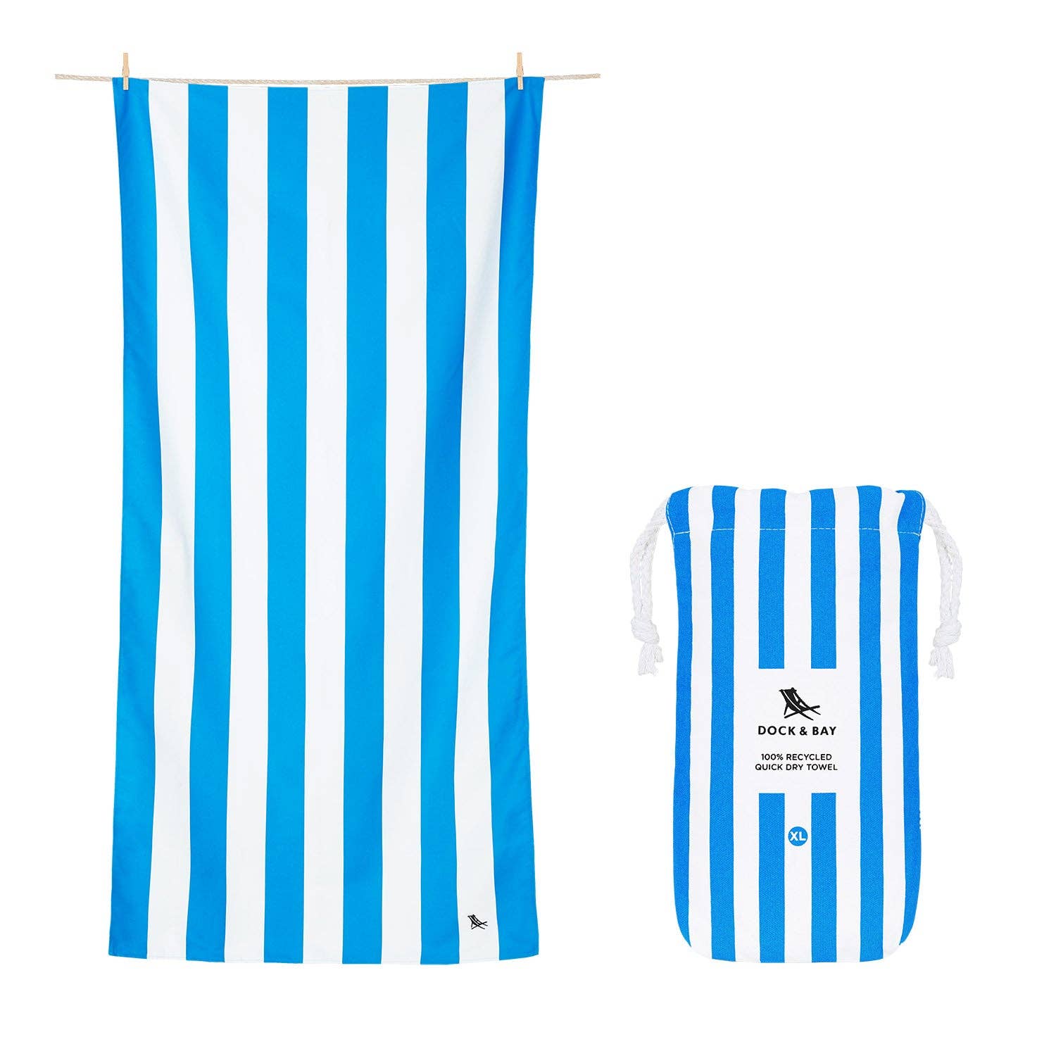 Dock & Bay Quick Dry Towels - Cabana - Bondi Blue: Large (63x35") - Bria Blair Creative
