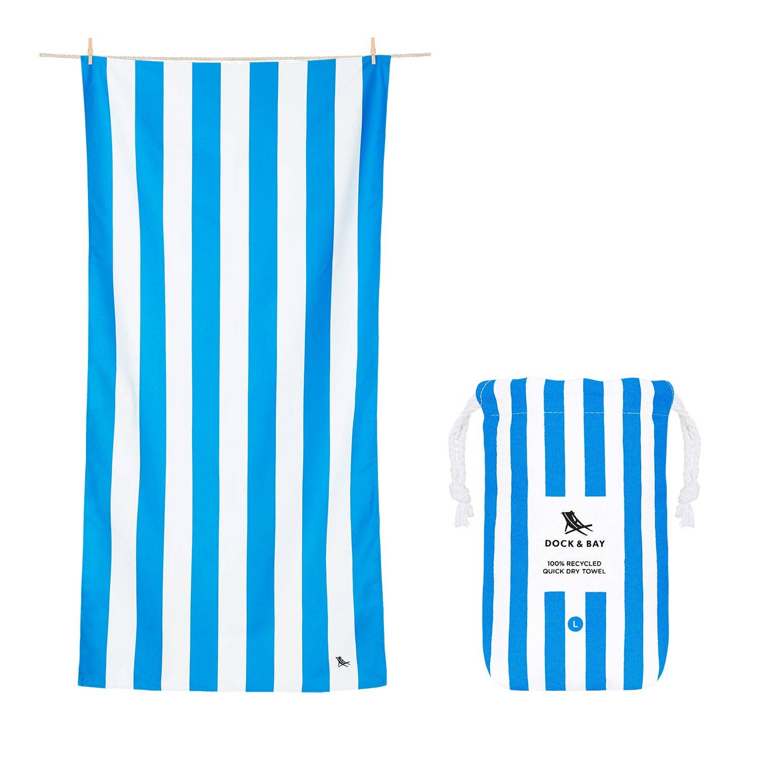 Dock & Bay Quick Dry Towels - Cabana - Bondi Blue: Large (63x35") - Bria Blair Creative