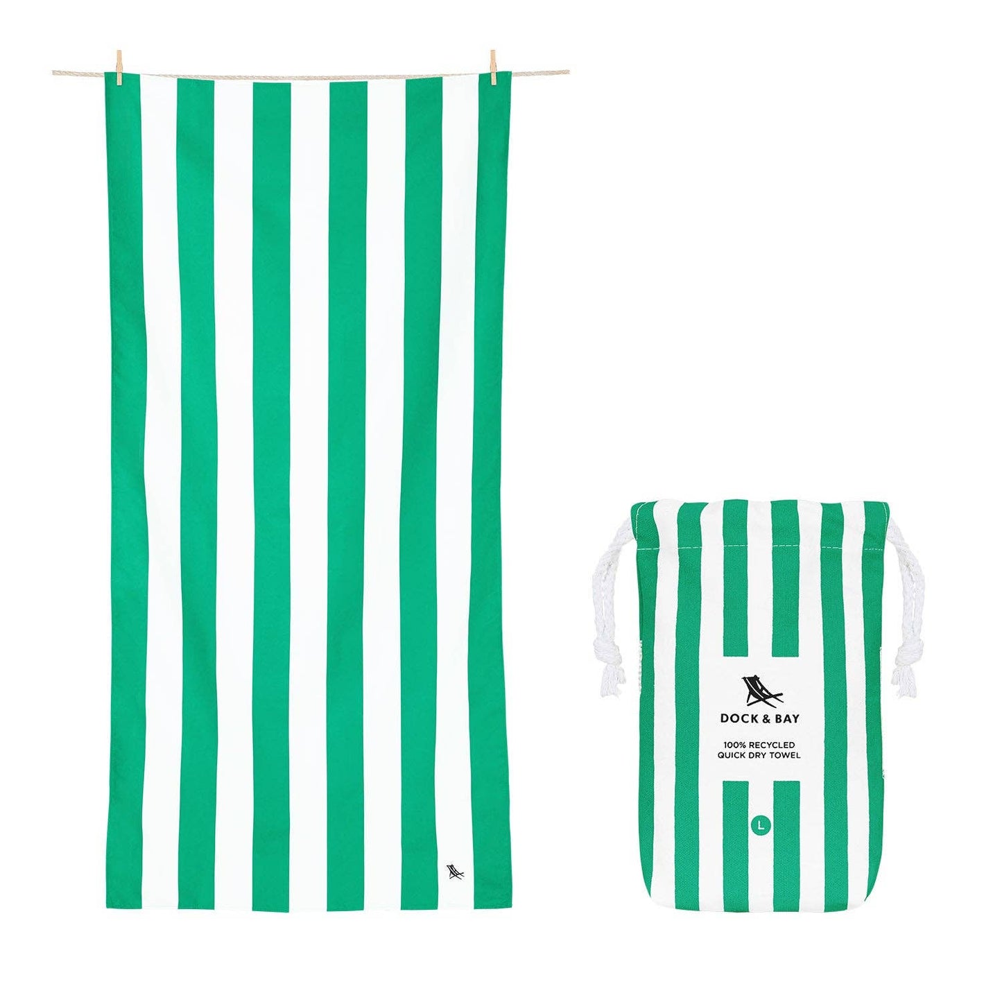 Dock & Bay Quick Dry Towels - Cabana - Cancun Green: Large (63x35") - Bria Blair Creative