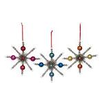 Vintage Tinsel and Bead Snowflake Ornament, 3 Assorted Styles