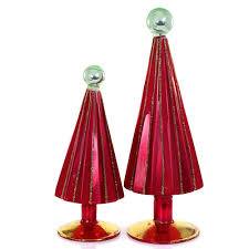 Pleated Tree Small Red Green Set of 2 Cody Foster