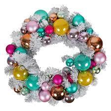 Frosted & Ornamented Silver Flocked Wreath - Large