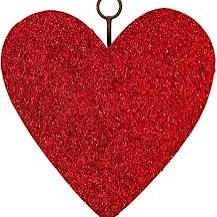 Red Glitter Heart Charm with Grommet