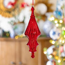 Glass Ruby Red Finial Ornament