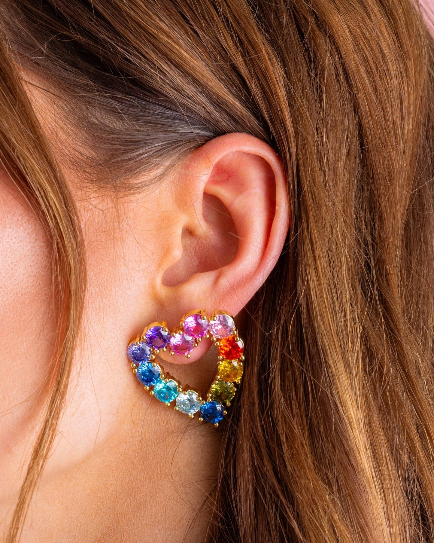 Drop Earrings - Hearts w/ Colorful Gems - Katie - Bria Blair Creative