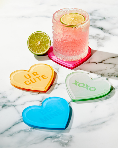 Conversation Hearts Acrylic Coasters - Assorted