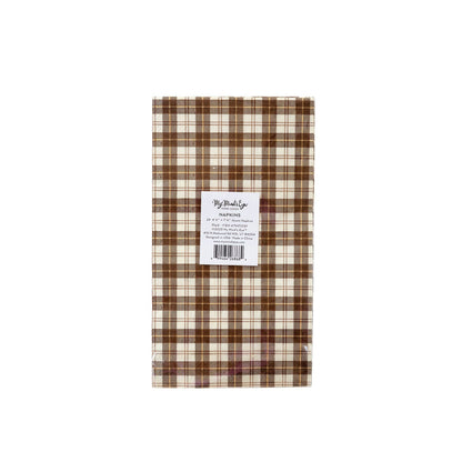 Harvest Brown Plaid Paper Dinner Napkin