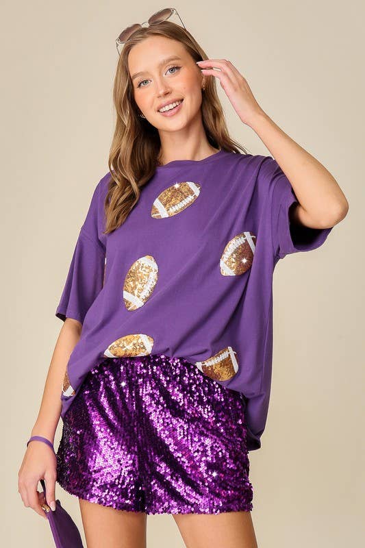 Game Day Dazzling Football T-shirt: WHITE / 2-2-2 (S-M-L)