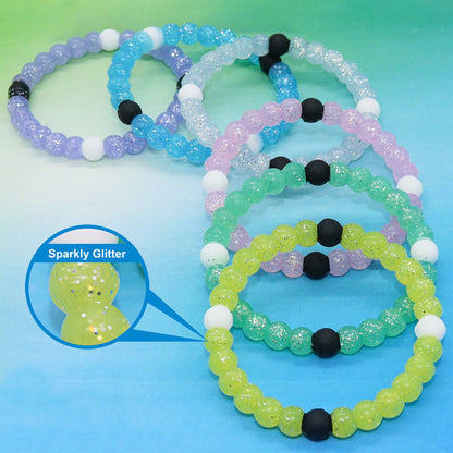 Glitter Silicone Beaded Bubble Bracelets - Assorted Colors